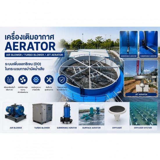 เครื่องเติมอากาศ Aerator /Air blower /Turbo Blower /Jet Aeratorสำหรับบำบัดน้ำเสีย